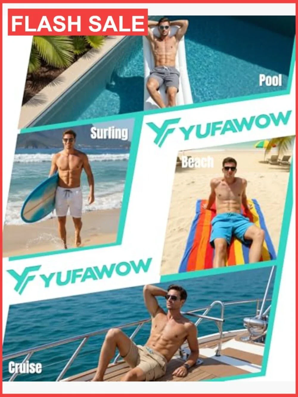 Men Swim Trunks with Compression Liner Quick Dry Multi Pockets